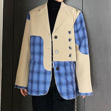 Load image into Gallery viewer, Paneled Check Chain Frayed Jacket
