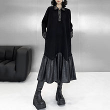 Load image into Gallery viewer, Patchwork Knitted Loose Lapel Sweater Dress
