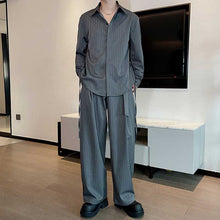 Load image into Gallery viewer, Striped Long-sleeved Wide-leg Pants Two-piece Suit
