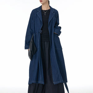 Oversized Loose Denim Long Trench Coat