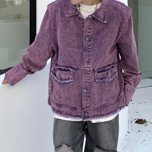 Vintage Purple Distressed Denim Jacket