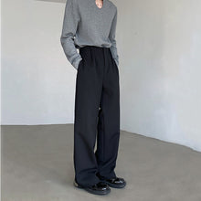 Load image into Gallery viewer, Wide-leg Straight Black Casual Suit Pants
