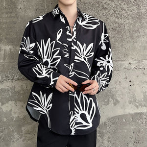 Printed Long Sleeve Loose Shirt