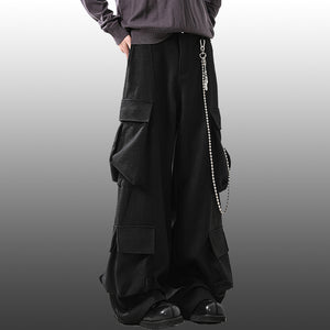 Multi-Pocket Cargo Wide-Leg Casual Pants