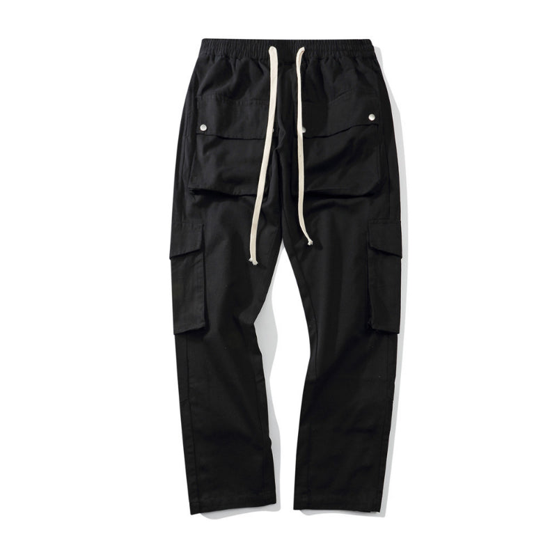 Solid Color Multi-Pocket Cargo Pants