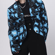 Load image into Gallery viewer, Contrast Print Cropped Single Button Jacket
