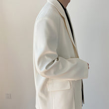 Load image into Gallery viewer, Slit Relaxed White Lapel Blazer
