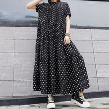 Load image into Gallery viewer, Stand Collar Polka Dot Short Sleeve Dress
