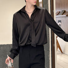 Load image into Gallery viewer, Satin-finish Tie-embellished Shoulder Shirt
