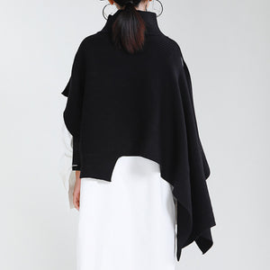 Loose Turtleneck Shawl Sweater