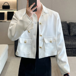 Solid Color Lapel Short Jacket