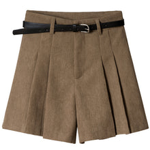 Load image into Gallery viewer, Vintage Corduroy Pleated High-waisted Wide-leg Shorts
