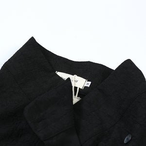 Textured Slanted Placket Tie-Strap Fake Two-Piece Shirt