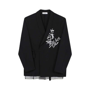 Embroidered Lace Mesh Stitching False Thin Suit Jacket
