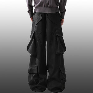 Multi-Pocket Cargo Wide-Leg Casual Pants