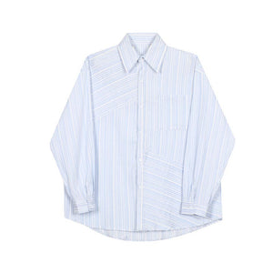 Irregular Blue Stripe Casual Shirt