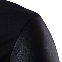 Load image into Gallery viewer, Patchwork Leather Knitted Stand Collar Slim Fit Sweater
