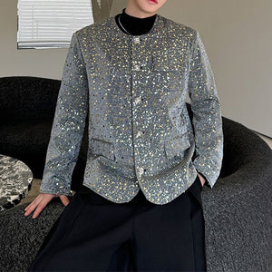 Sequined Padded Shoulder Single-breasted Jacket