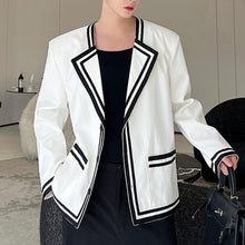Load image into Gallery viewer, Contrast Striped Webbing-padded Shoulder Blazer
