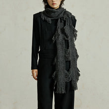 Load image into Gallery viewer, Distressed Hole Tassel Scarf
