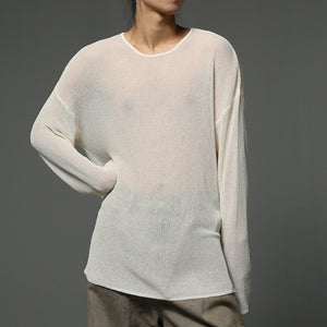 Micro-perforated Long-sleeved Ultra-thin Knitted T-shirt