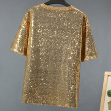 Load image into Gallery viewer, Gold Sequin Nightclub Stage T-shirt
