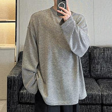 Load image into Gallery viewer, Dark Striped Loose-fitting Knitted Long-sleeved T-shirt
