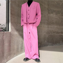 Load image into Gallery viewer, Fake Two Piece Suit Jacket Loose Straight Trousers Two Piece Set
