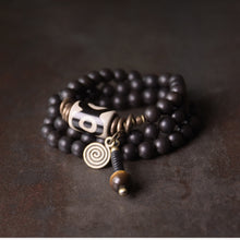 Load image into Gallery viewer, Ethnic Retro Cylindrical Dzi Beads Ebony Bracelet
