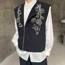 Load image into Gallery viewer, Round Neck Zippered Embroidered Vintage Vest
