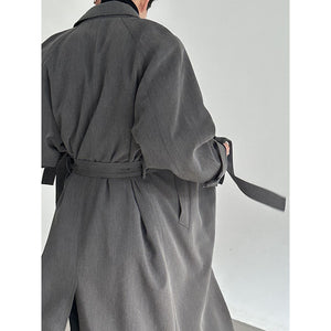 Single Breasted Lapel Long Trench Coat