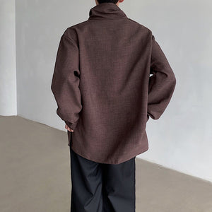 Loose Half Turtleneck Casual Shirt with Irregular Shawl