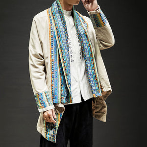 Ethnic Printed Cotton Linen Cardigan