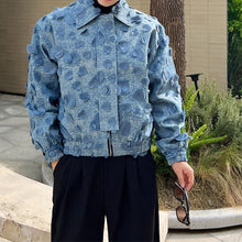 Load image into Gallery viewer, Love Jacquard Denim Jacket
