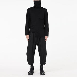 Dark Long-sleeved Pullover Turtleneck T-shirt