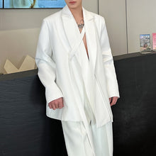 Load image into Gallery viewer, Double Collar Tie Straight Wide Leg Pants Two-piece Suit
