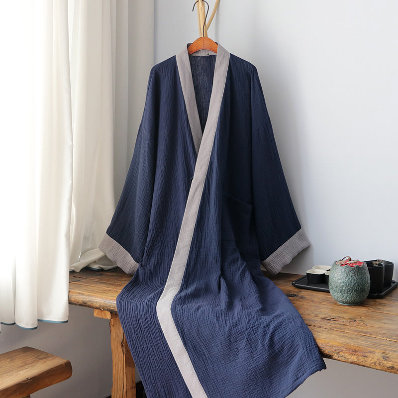 Solid Color Loose Cotton Long Pajamas