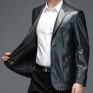 Slim Fit Leather Cropped Jacket