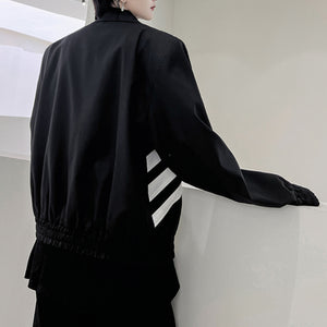 Black and White Stitching Contrast Color  Shoulder Pad Jacket