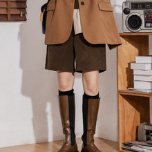 Load image into Gallery viewer, Corduroy Straight-leg Elasticated High-waisted Wide-leg Shorts
