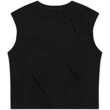 Load image into Gallery viewer, Ripped Shoulder Pads Sleeveless Tank Top
