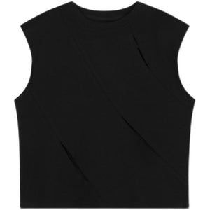 Ripped Shoulder Pads Sleeveless Tank Top