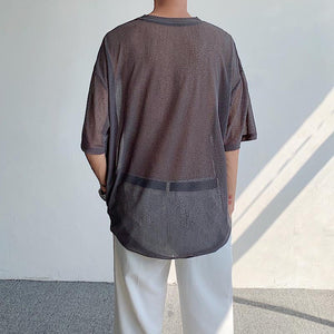 Thin Cutout See-through Mesh Short-sleeved T-shirt