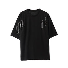 Load image into Gallery viewer, Metal Chain Pin Decoration Short Sleeve T-shirt
