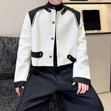 Load image into Gallery viewer, Black and White Contrast Stand Collar Jacket
