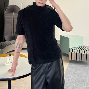 Pile Collar Slim-fit Short-sleeved Sweater