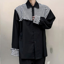 Load image into Gallery viewer, Houndstooth Frayed Panel Long Sleeve Shirt
