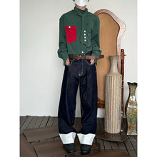 Load image into Gallery viewer, Cuffed Vintage Stitched Straight Jeans
