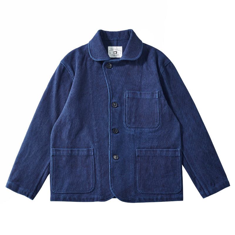 Indigo Dyed Lapel Washed Jacket