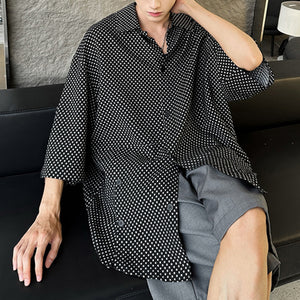 Polka Dot Bat Sleeve Short Sleeve Shirt